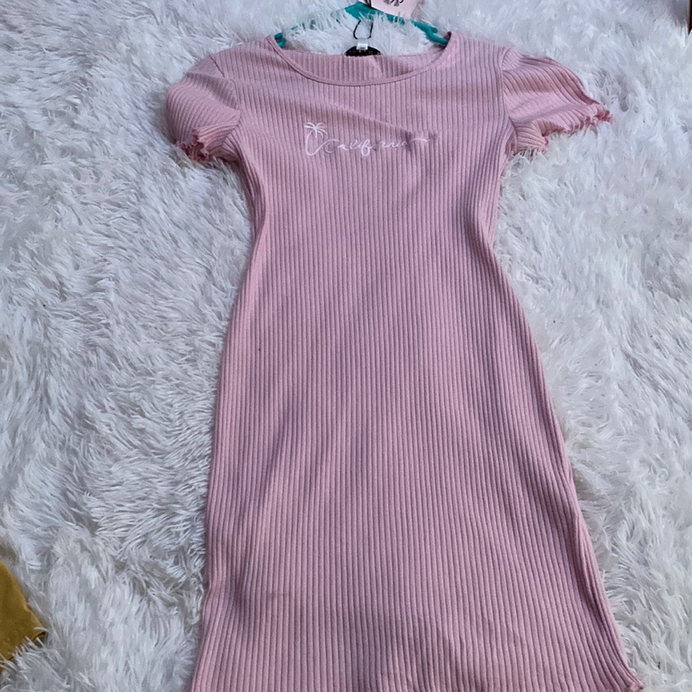 Pale Pink “California” Embroidered Dress